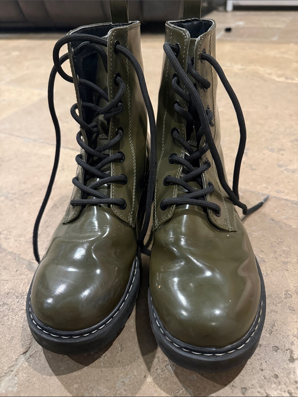 Green combat boots